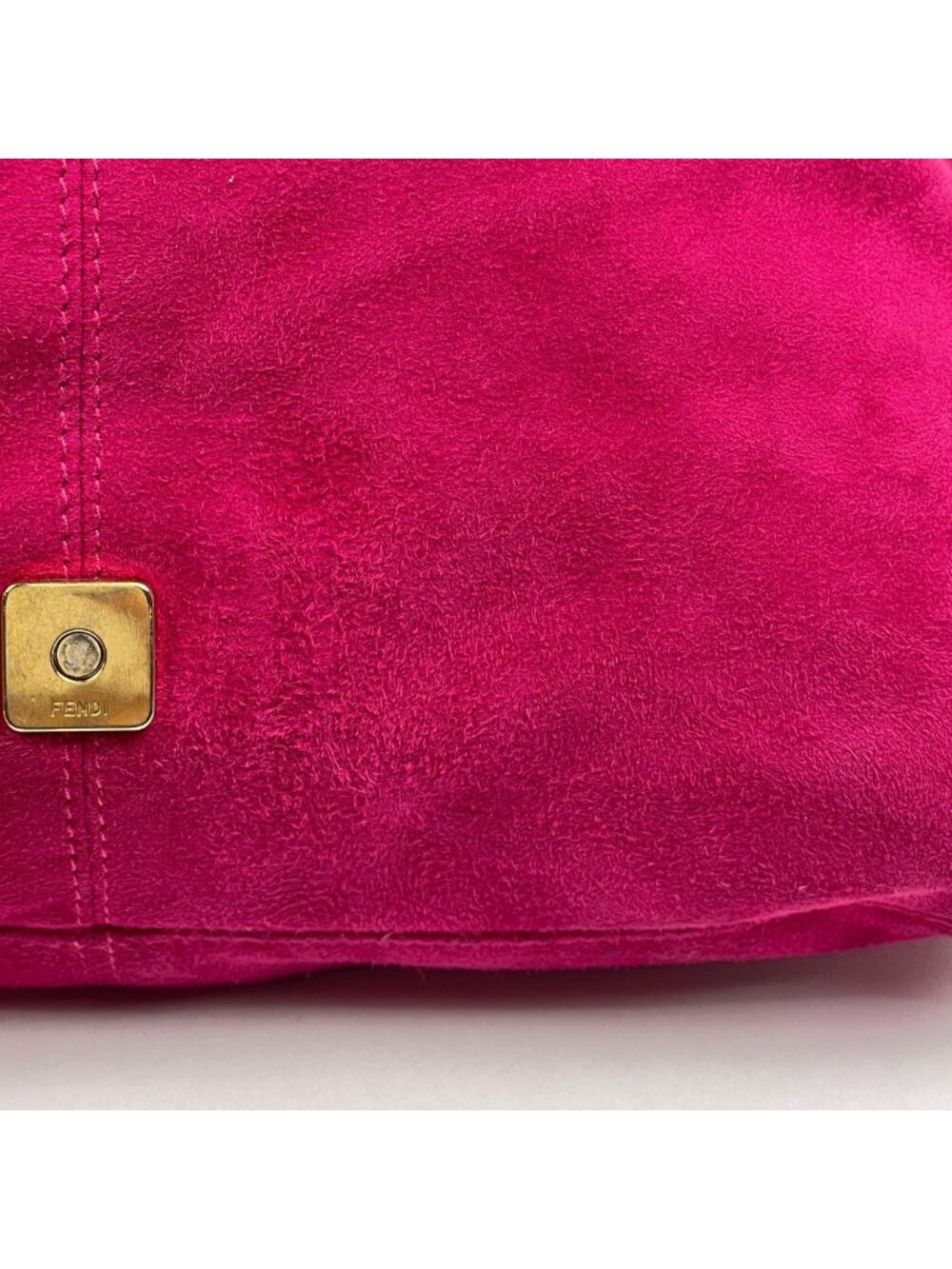 Fendi Zucca Pattern Shoulder Bag Mamma Baguette Suede Pink - Picture 4 of 10
